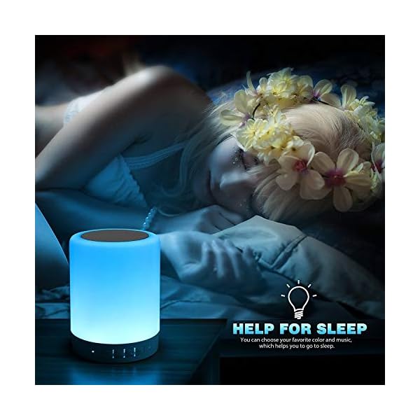 Elecstars Touch Bedside Lamp with Bluetooth Speaker, Dimmable Color