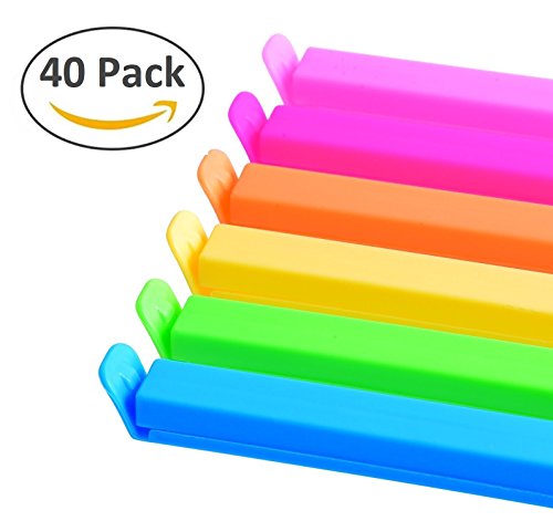 Click Here to See More Images Food Sealing Clips Set (40 Pieces) - Multicolor Fresh Keeping Clamps & Sealer for Snacks, Leftovers, and Kitchen (11cm/4.3 inches)
