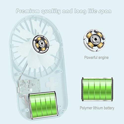 Aluan Portable Fan Mini Handheld Fan Powerful Speed Adjustable Pocket Personal Fan USB Rechargeable Cooling for Kids Girls Woman Home Office Outdoor Travel Eyelash Fan, Blue