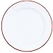 Crow Canyon Home Enamelware Flat Salad Plate, 8 inch, Vintage White/Red (Single)