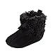 Annnowl Baby Girls Knit Soft Fur Winter Warm Snow Boots Crib Shoes 0-18 Months (0-6 Months, Black)
