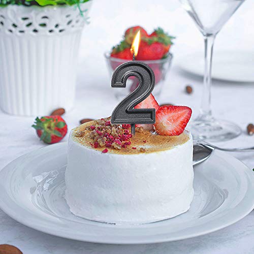 URAQT Birthday Candles Numbers, Black Glitter Birthday Numeral Candles for Birthdays, Weddings, Reunions, Theme Party, Number 2 - Thumbnail 4