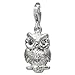 SilberDream Charm owl eyes of white zirconia 925 Sterling Silver Pendant Lobster Clasp FC725W