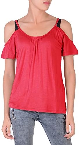 SFY Women Sexy Casual Round Neck Off Shoulder Short Sleeve Solid T-Shirt