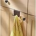 mDesign Metal Over Cabinet Door Kitchen Storage Hooks and Ring - Holds Dish Towels, Hand Towels, Pot Holders, Oven Mitts - Set of 3 - Bronze