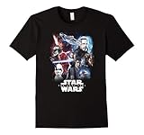 Mens Star Wars Last Jedi Paint Portraits Collage Poster T-Shirt 2XL Black