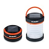 Suaoki Led Camping Lantern Lights Rechargeable Battery (Powered By Solar Panel and USB Charging) Collapsible Mini Brightest Flashlight for Outdoor Hiking Camping Tent Garden Patio(Emergency Charger for Phone, Water-Resistant)