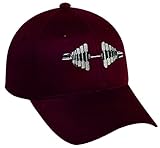 Burgandy Barbell Embroidered Baseball Cap (Burgundy)