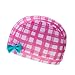 H&C Kids Swim Cap Toddler Swimming Caps Baby Bathing Hat Plaid Bowknot Swim Cap for Kids
