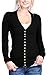 Risesun Women's Fall Button Down Knitwear Long Sleeve Cozy Basic Knit Snap Cardigan Sweater(Black,XL)