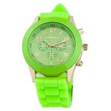Unisex Geneva Silicone Jelly Gel Quartz Analog Sports Wrist Watch (Light Green)