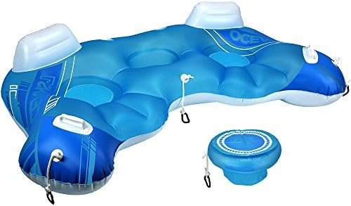 River Tube. Cool Big Two Person Inflatable Lounger Float This Blue Oasis Blow Up Lounge is Great for Adults to Swim & Slide On Water, River, Lake, Swimming Pool & Park Heavy-Duty Cup Holders & Cooler
