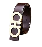 IGOBLIN Men Business Casual H Word With Double Holes Smooth Leather Buckle Belt