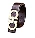 IGOBLIN Men Business Casual H Word With Double Holes Smooth Leather Buckle Belt