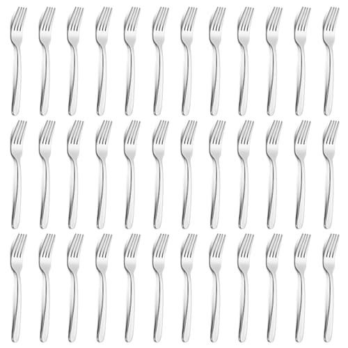 Pleafind 36-Pcs Salad Forks Set (7.1 inch), Stainless Steel Flatware Forks Silverware, Mirror Polished Dessert Forks Bulk Set, Small Metal Forks for Home, Kitchen, Restaurant, Dishwasher Safe