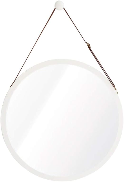 Amazon Com Nordic Style Round Hanging Mirror Home Bamboo Wall Mirror Bathroom Makeup Mirror Sink Dressing Mirror Hotel Barbershop Clothing Store Decorative Mirror White 38cm Home Kitchen
