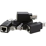 CableCreation Crossover Adapter, 5-PACK Cat6/Cat5e Ethernet RJ45 Male/Female Adapter to Connect 2 Computers with a Standard Lan Cable, Black Color