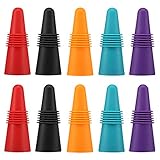 Wine Bottle Stopper (Set of 10), Silicone Reusable Wine and Beverage Bottle Stopper with Grip Top, Assorted Color.(Red, Blue, Orange, Purple, Black)