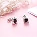 S925 Sterling Silver Stud CZ Earrings for Men Women (Black)