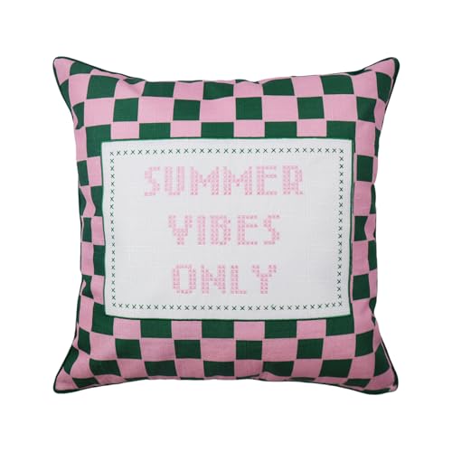 Just Jolly Pink Green Checkered Pillow Covers 18x18 Inch, Summer… at Amazon