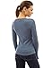 PattyBoutik Women's Henley Buttons Ribbed Top (Heather Blue M)
