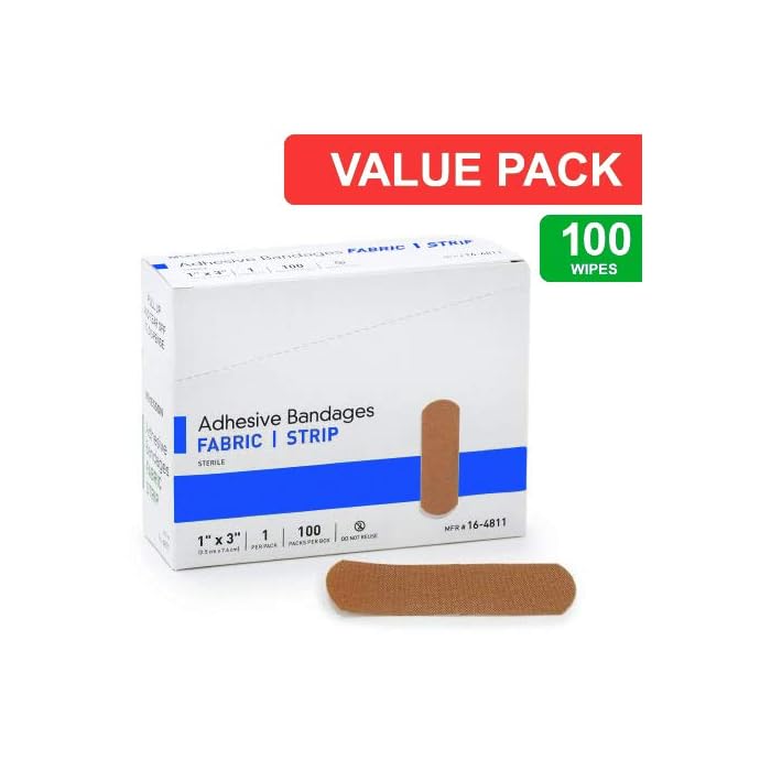 Flexible Fabric Adhesive Bandages, 1” x 3”, With Absorbent Non-Stick Pad, For Wound Care And First Aid. All One Size…
