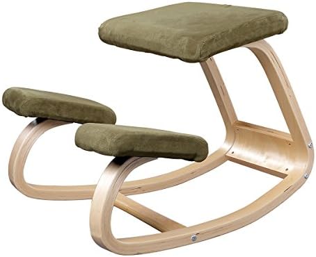 Ergonomic Kneeling Chair Better Posture Kneeling Stool for Body Shaping and Relieveing Stress, Home and Office Wooden Orthopedic Stool (green)