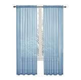 GoodGram 2 Pack: Ultra Luxurious High Thread Rod Pocket Sheer Voile Window Curtains Assorted Colors (Baby Blue)