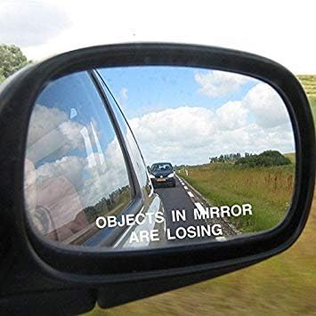 RRROB 1 Pair OBJECTS IN MIRROR ARE LOSING Funny Car Van Vinyl Stickers - White