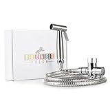 Boomer Fresh toilet sprayer - Stainless steel hand held cloth diaper and bidet sprayer kit - For Home and RV bathroom - Set includes Sprayer, Holder, Hose, T-adapter attachment all with nickel finish