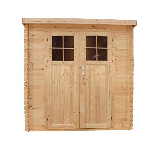 TIMBELA M310F Abri de jardin en bois exterieur - Chalet en Pin / épicéa- Toit plat - 2.63m2