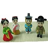 LU2000 Asian People Minifigures Small Size Micro Figurines Statue Korean Style [Autumn Series] for Micro Landscape Desk Home Decoration Little Statue Mini Sculptures Pack of 4