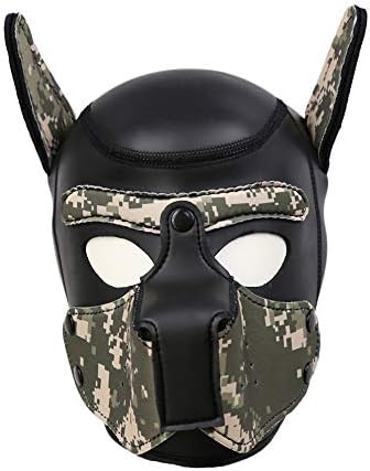 Unisex Rubber Full Face Pup Play Mask Hood Novelty Cosplay Costume Animal Dog Head Masks Toys