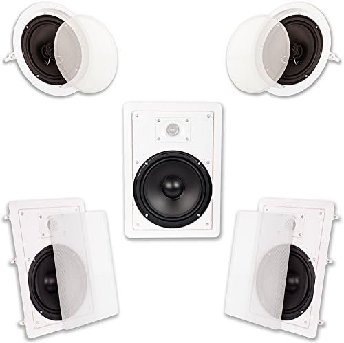 Acoustic Audio HT85 In Wall and In Ceiling 8" Home Theater Surround Sound 5 Speaker Set