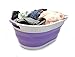 SAMMART 39L Collapsible Plastic Laundry Basket-Oval Tub/Basket-Foldable, Storage Container-Space Saving Laundry Hamper, Water capacity: 30L (Lt. Purple), Size: 24 x 17.7 x 10.75 inches