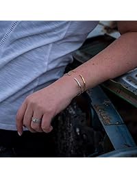 Soul Chic - Pulsera para mujer, chapada en oro de 18 quilates, apilable, con apertura, ajustable