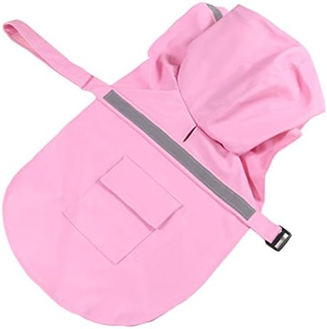 Juway Adjustable Dog Raincoat With Reflective Stripe(Pink,L)