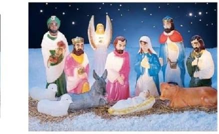 Amazon Com Lighted Outdoor 12 Pc Nativity Set Christmas Decor Yard Kitchen Dining
