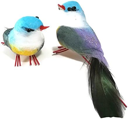 Dinso Spun Cotton Birds Animal figurine Handcraft Decore Feather Ornament 3