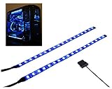 LEDdess PC LED Flexible Light Strip Blue Computer Lighting with Magnetic for Computer Case Lights Kit(30cm,18leds,S Series)