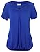 Nomorer Women's Little V Neck Short Sleeve Pleated Front Loose Fit Tops