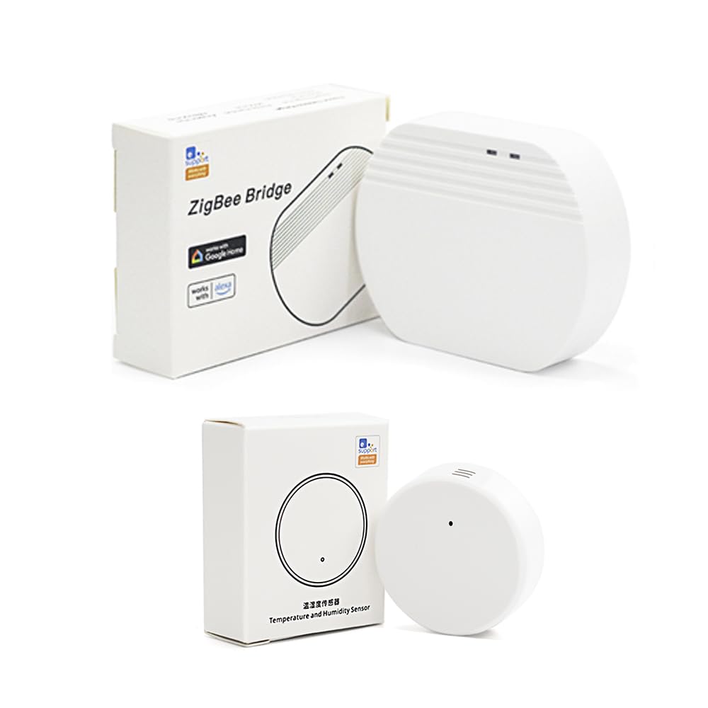 QIACHIP Zigbee Gateway Bridge Hub and Monitor Sensor Smart Temperature & Humidity WiFi Smart Home for Zigbee 3.0 devices with Alexa/Google Home