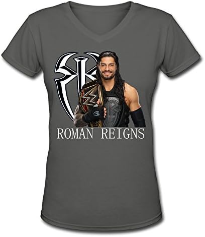 Kaye Joy Women's Roman Reigns V-Neck T-shirt DeepHeather XXL