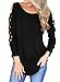 Sidefeel Women Cut Out Long Sleeve Blouse Cross Cold Shoulder Tops