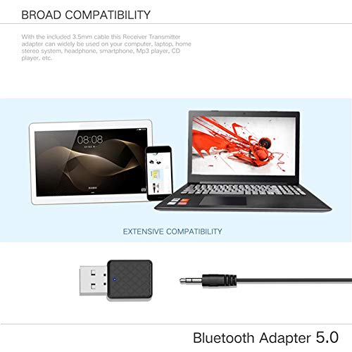 Audio Transmitter Receiver Adapter USB 2 in 1 5.0 Bluetooth Music AUX Receiver Adapter Black Wireless Car Launch