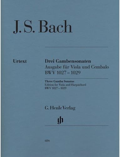 Bach, JS - 3 Gamba Sonatas BWV 1027 1029 for Viola and Piano - Barenreiter Verlag URTEXT Edition