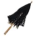 Remedios(19 colors) Wedding Embroidery Cotton Lace Sun Parasol Umbrella Black