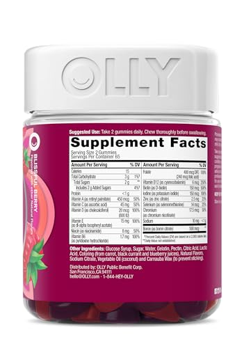 Olly Women's Multivitamin Gummy, B Vitamins, Vitamin A, C, D & E, Supports a Healthy Immune System, Bone Health & Fills Nutritional Gaps -  Berry, 130 Count