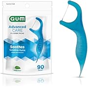 GUM - 888DF Advanced Care Flossers, Fresh Mint Dental String Floss Picks, Vitamin E &amp; Fluoride, 90 Count