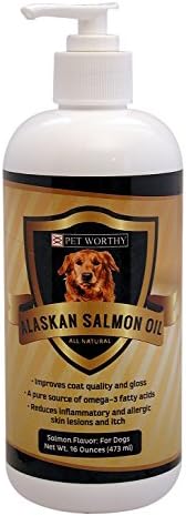 Pet Worthy All Natural Alaskan Salmon Oil and Essential Fatty Acid Supplement for Dogs in Pump Bottle Dispenser, 16 oz
